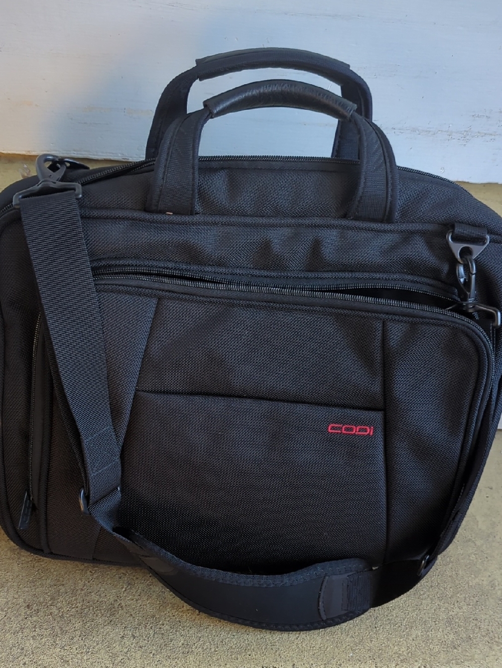 Codi Black Men’s Laptop Briefcase with Shoulder Strap